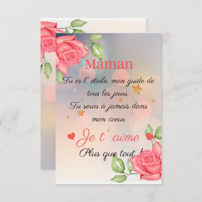 Carte fête des mamans (Devant / Derrière)