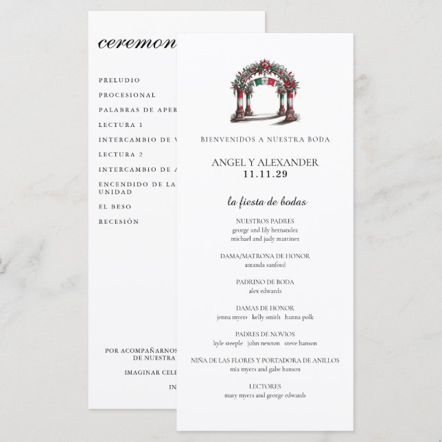 Carte Fête des Mariages mexicains (Devant / Derrière)