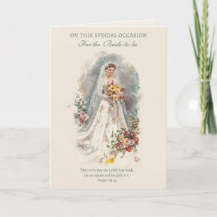 Carte Fête des mariées catholique vintage Croix florale 
