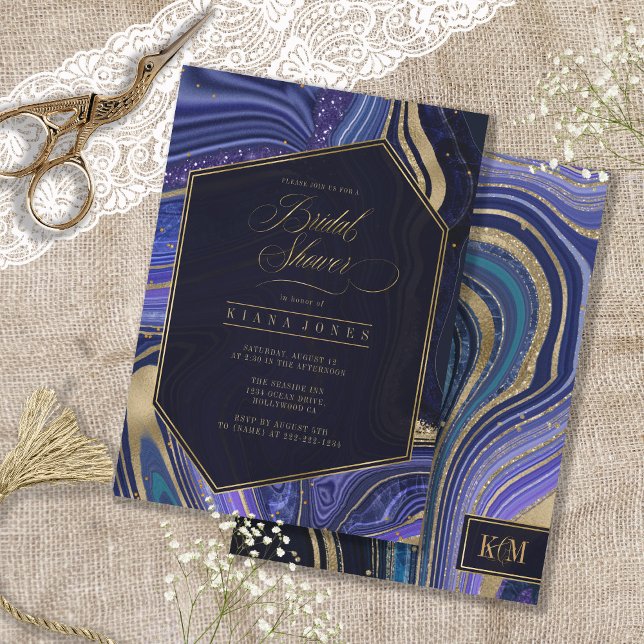 Carte Fête des mariées d'âge Abstraite, minuit ID827 (Front/Back In Situ)