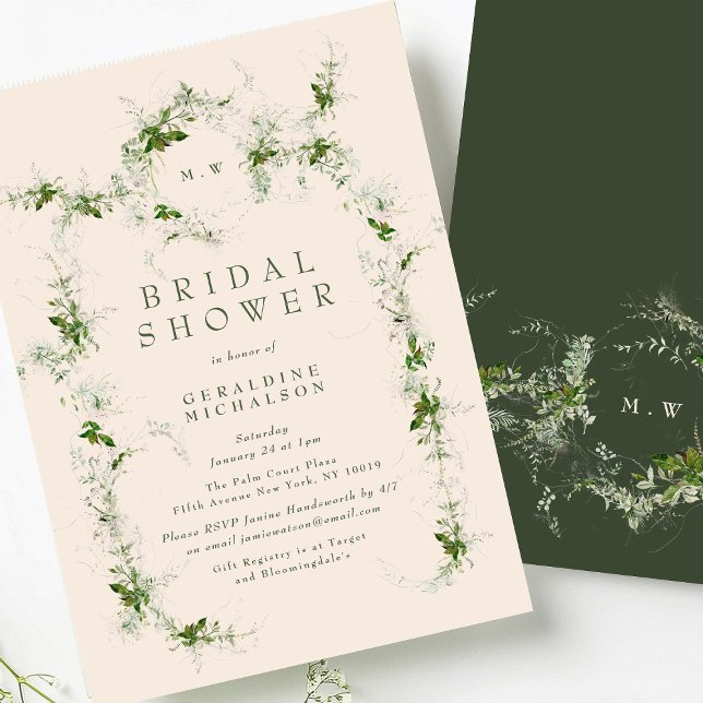 Carte Fête des mariées de couronne de crème Monogramme E (Créateur téléchargé)