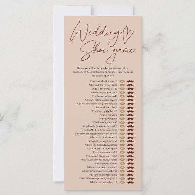 Carte Fête des mariées de jeu de chaussures Mariage café (Devant)