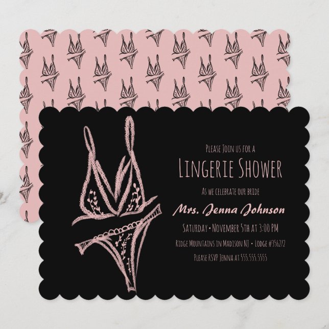 Carte Fête des mariées de lingerie de bachelorette (Devant / Derrière)