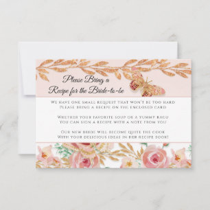 Carte Fête des mariées de recette Rose rose Floral Or Él