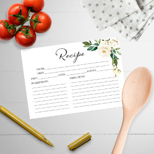 Carte Fête des mariées Florale blanche verte Recettes Ca