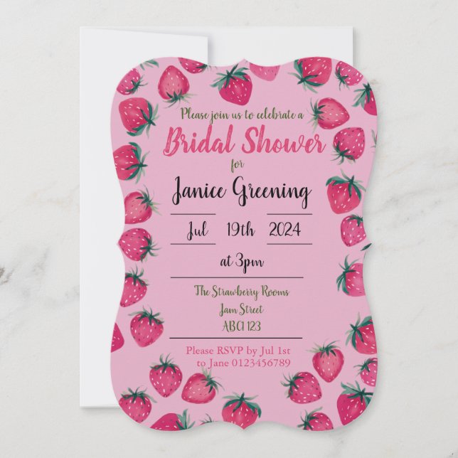 Carte Fête des mariées fraise Pique-nique d'été (Devant)