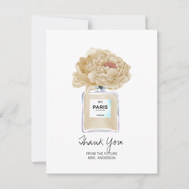 Carte Fête des mariées Merci Champagne Peonies (Devant)