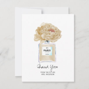 Carte Fête des mariées Merci Champagne Peonies
