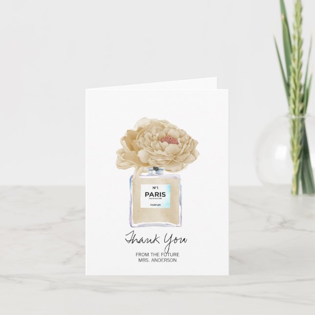 Carte Fête des mariées Merci Champagne Peony (Devant)