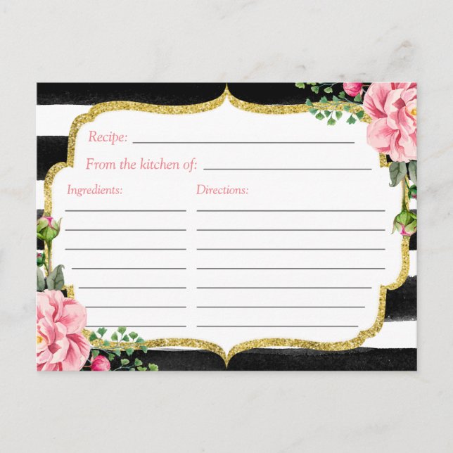 Carte Fête des mariées Recette Aquarelle Bande flo (Devant)