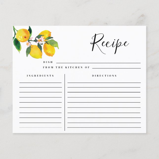 Carte Fête des mariées Recette, Carte Citron Recet (Devant)