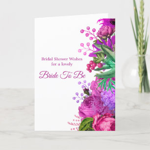 Carte Fête des mariées rose Floral Purple Aquarelle