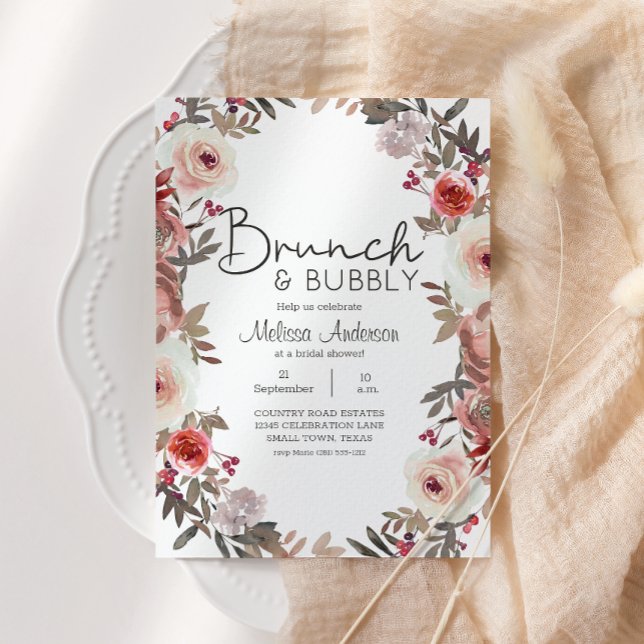 Carte Fête des mariées Rose rouge Blush Brunch (Créateur téléchargé)