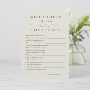 Carte Fête des mariées simple Mariage Trivia Jeu