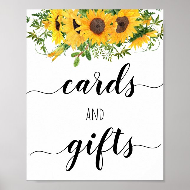 Carte Fête des mariées Sunflowers & Cadeaux Poster (Devant)