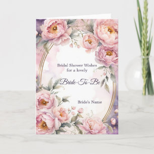 Carte Fête des mariées vintage rose Peony Oval Frame