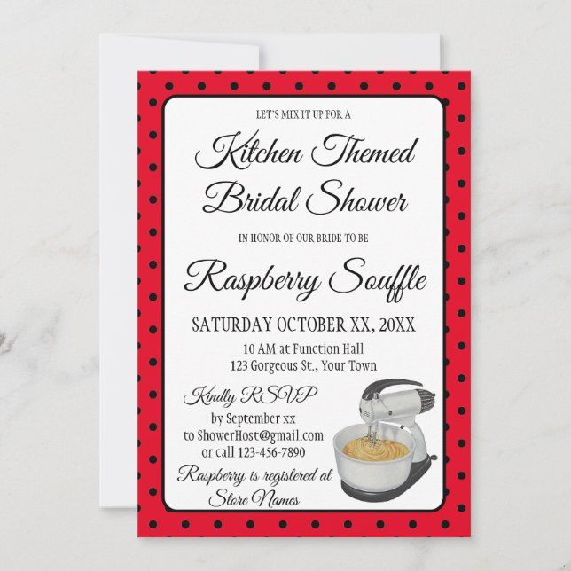 Carte Fête des mariées Vintages Pois Bows Rouge (Devant)