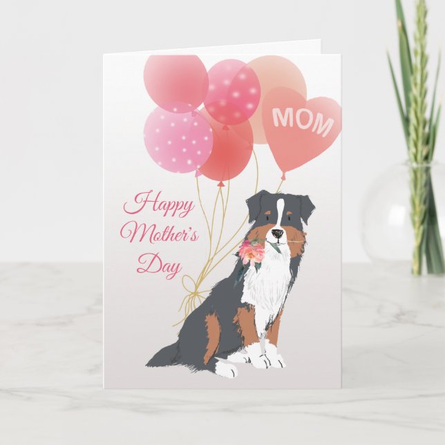 Carte Fête des Mères Amour de Chien Berger Australien (Devant)