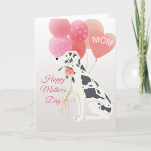 Carte Fête des Mères Amour de Spotted Great Dane Dog