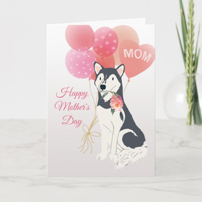 Carte Fête des Mères, Amour de votre chien Husky Sibérie (Devant)