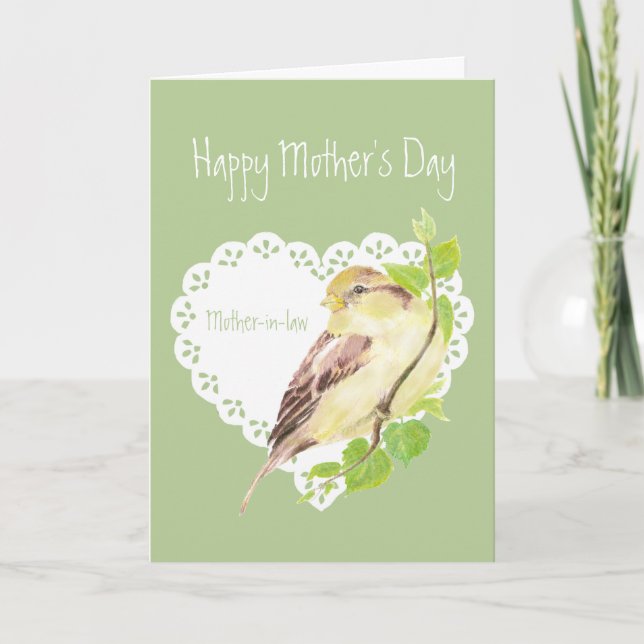 Carte Fête des Mères Amusante belle-mère Sparrow Bird (Devant)