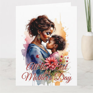 Carte Fête des mères Aquarelle africaine Amour Art