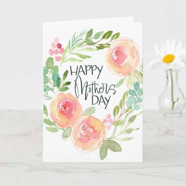 Carte fête des mères aquarelle florale (Petite plante)