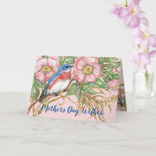 Carte Fête des mères Aquarelle rose Rose Floral Bluebird