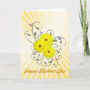 Carte Fête des mères aux fleurs jaunes