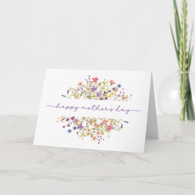 Carte Fête des Mères Belated Entourée de Fleurs sauvages (Devant)