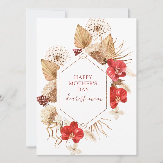 Carte Fête des mères Boho Floral (Devant)