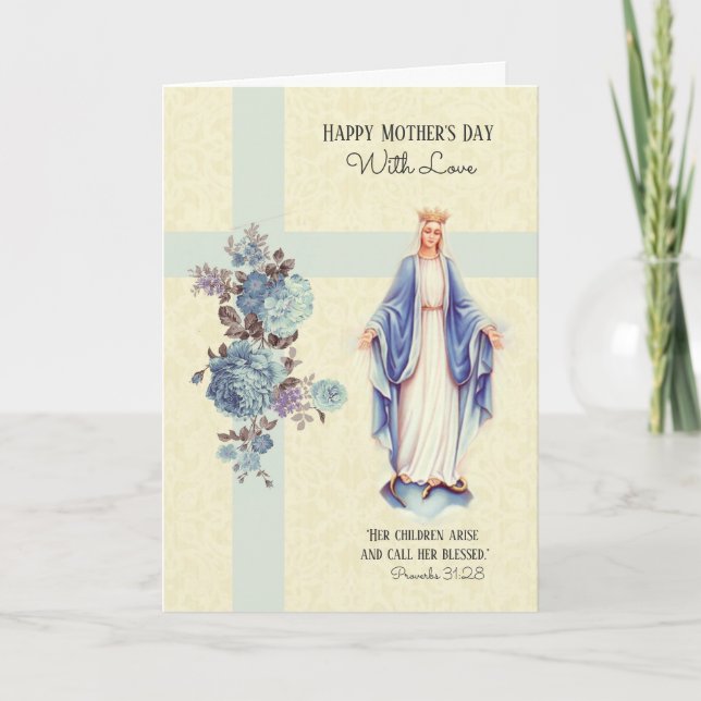 Carte Fête des Mères Catholiques Vierge Religieuse Marie (Devant)