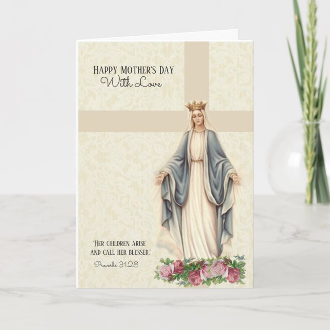 Carte Fête des Mères Catholiques Vierge Religieuse Marie (Devant)
