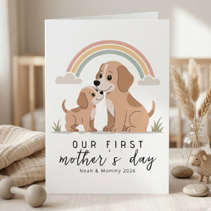 Carte Fête des Mères Chien Maman Chiots Premier Arc-en-C