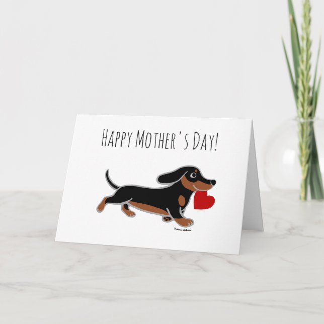Carte Fête des mères de Black et Tan Dachshund (Devant)