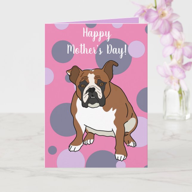 Carte Fête des mères de Bulldog anglais (Orchidée)