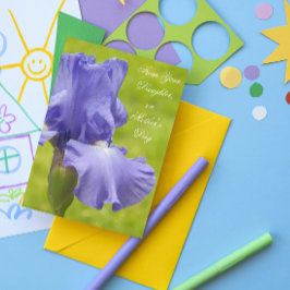 Carte Fête des mères de Fille violet Iris Floral