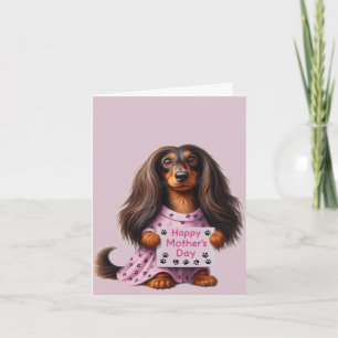 Carte Fête des mères de Longue Cheveux Dachshund