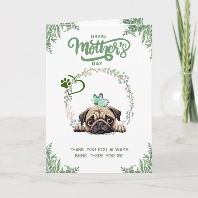 Carte Fête des mères de mignonne Carlin personnalisable (Devant)