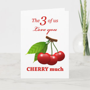 Carte Fête des mères de Triplets, Love You Cherry Many