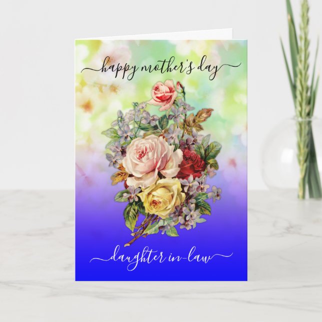 Carte Fête des Mères Design Floral Elegant Greeting Card (Devant)