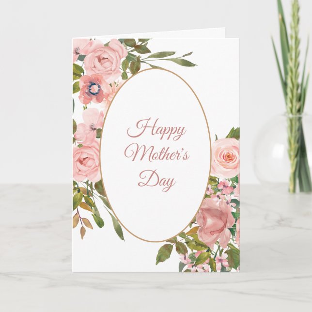 Carte Fête des Mères du Rose rose pâle et ovale Frame (Devant)