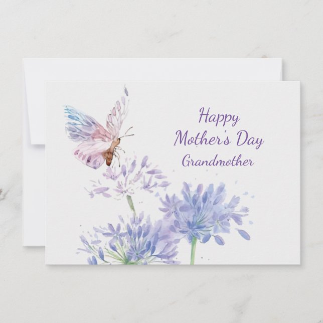 Carte Fête des Mères Elégant Jardin Butterfy Grand-mère (Devant)