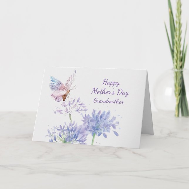 Carte Fête des Mères Elégant Jardin Butterfy Grand-mère (Devant)