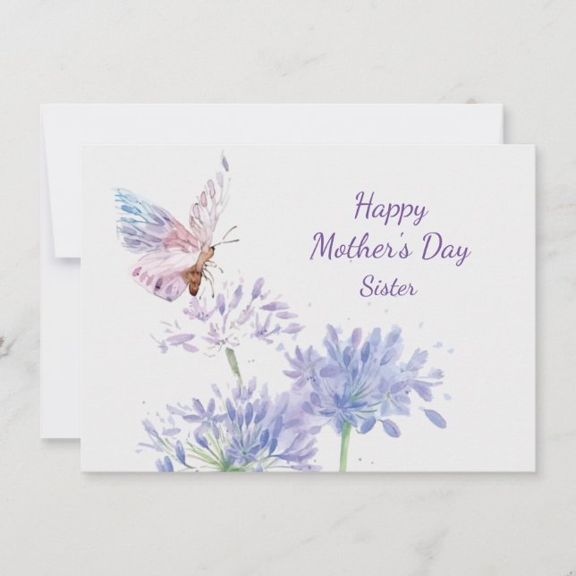 Carte Fête des Mères Elégant Jardin Butterfy Soeur (Devant)
