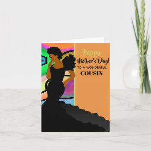 Carte Fête des mères élégante cousine afro-américaine