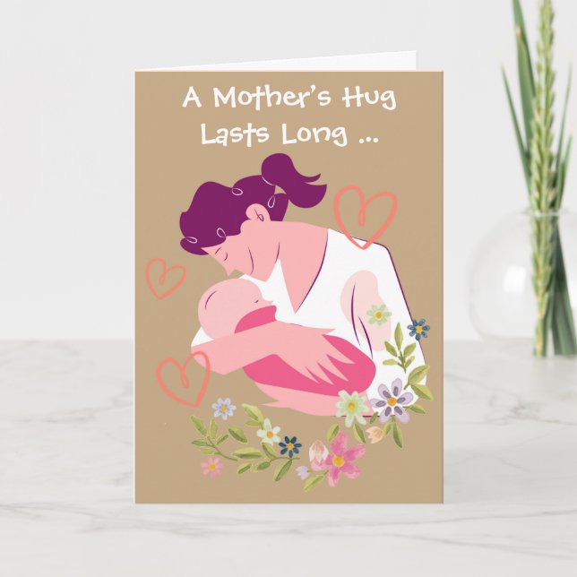 Carte Fête des mères en coquille avec maman et bébé (Devant)