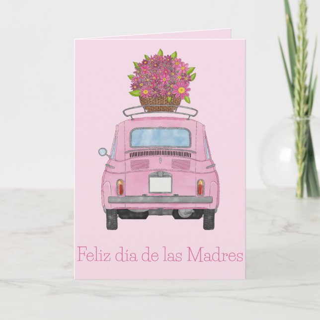 Carte Fête des Mères en Espagne Fiat 500 (Devant)