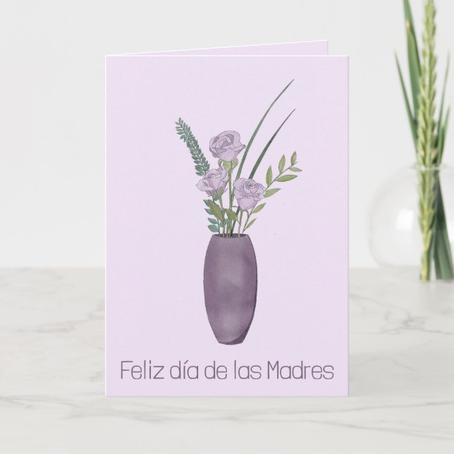 Carte Fête des mères espagnoles joyeuses Bouquet de rose (Devant)