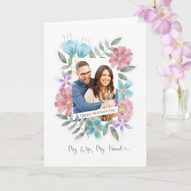 Carte Fête des mères Femme Photo personnalisée Aquarelle (Orchidée)